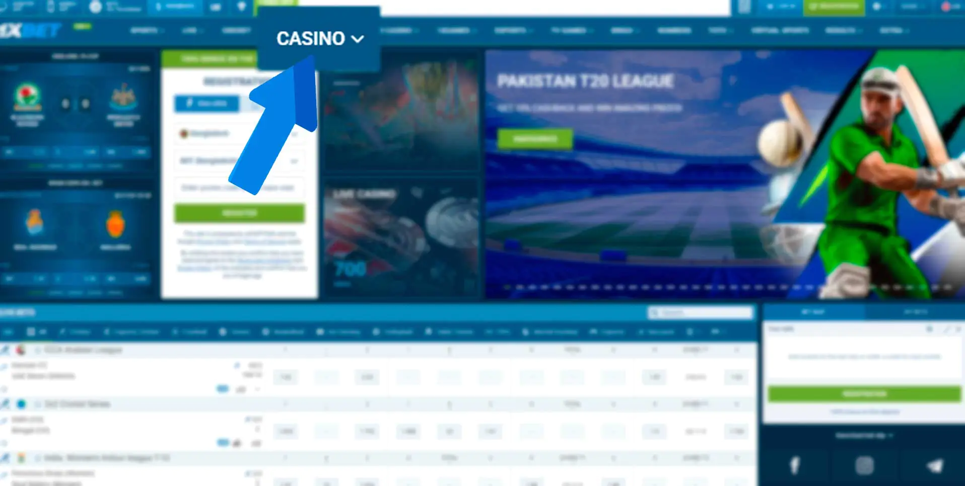 Go to the casino section
