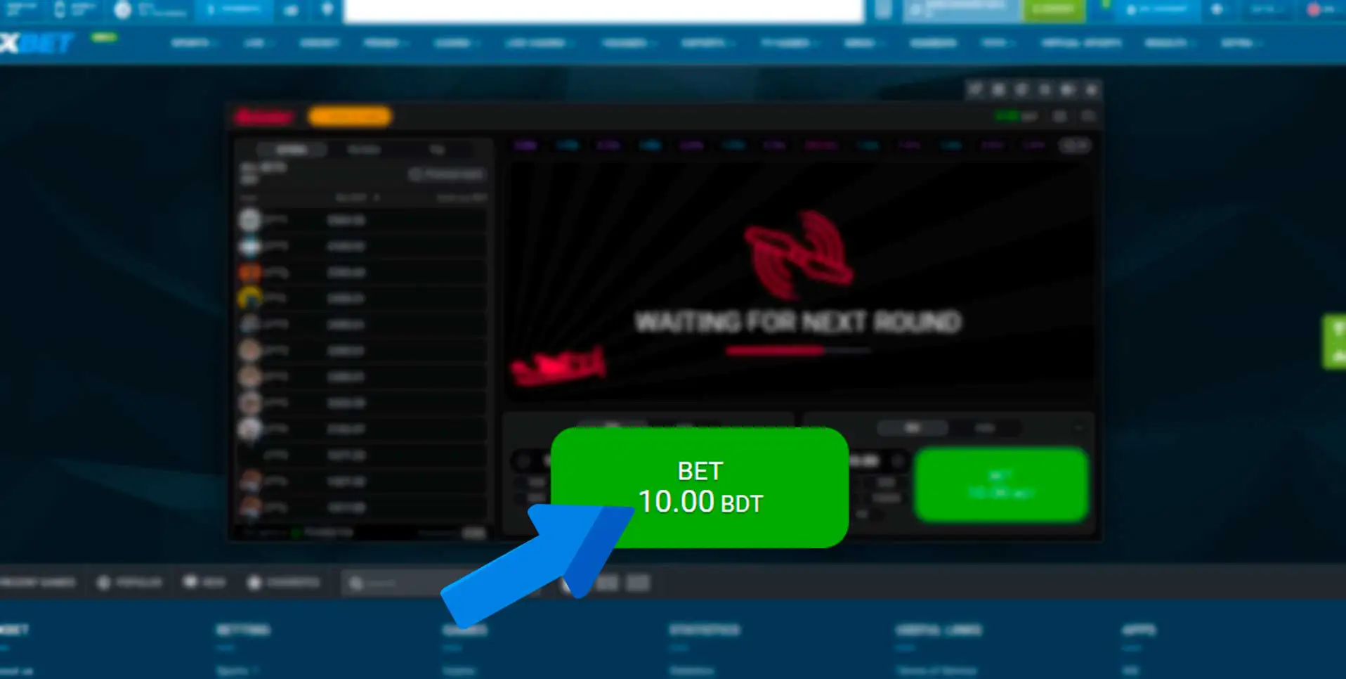 Make a bet in the game