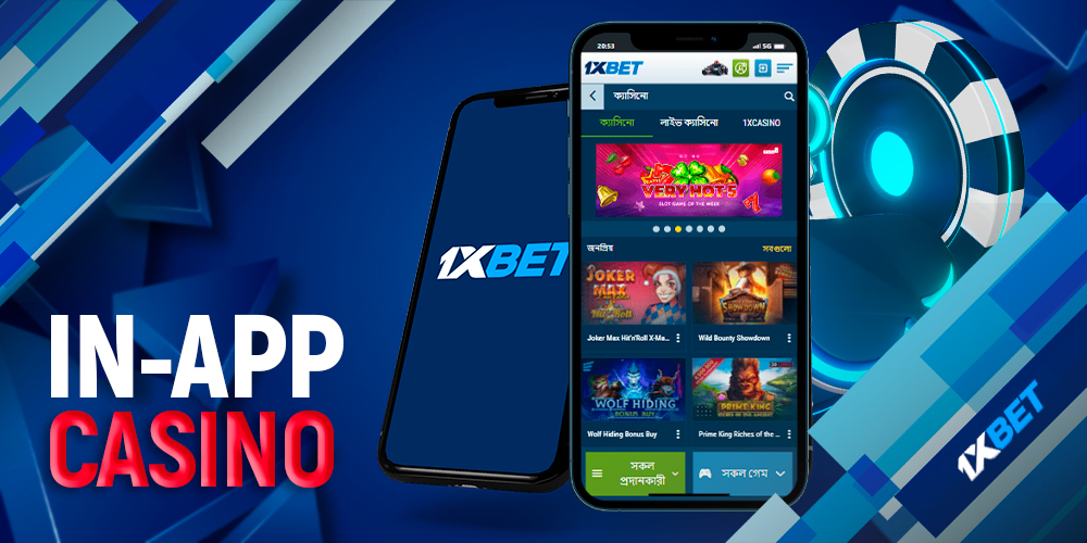 Casino with lots of games on 1xbet mobile app
