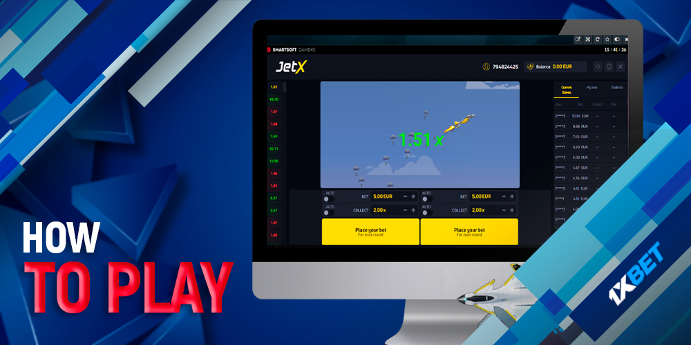 How to play JetX on 1xbet website