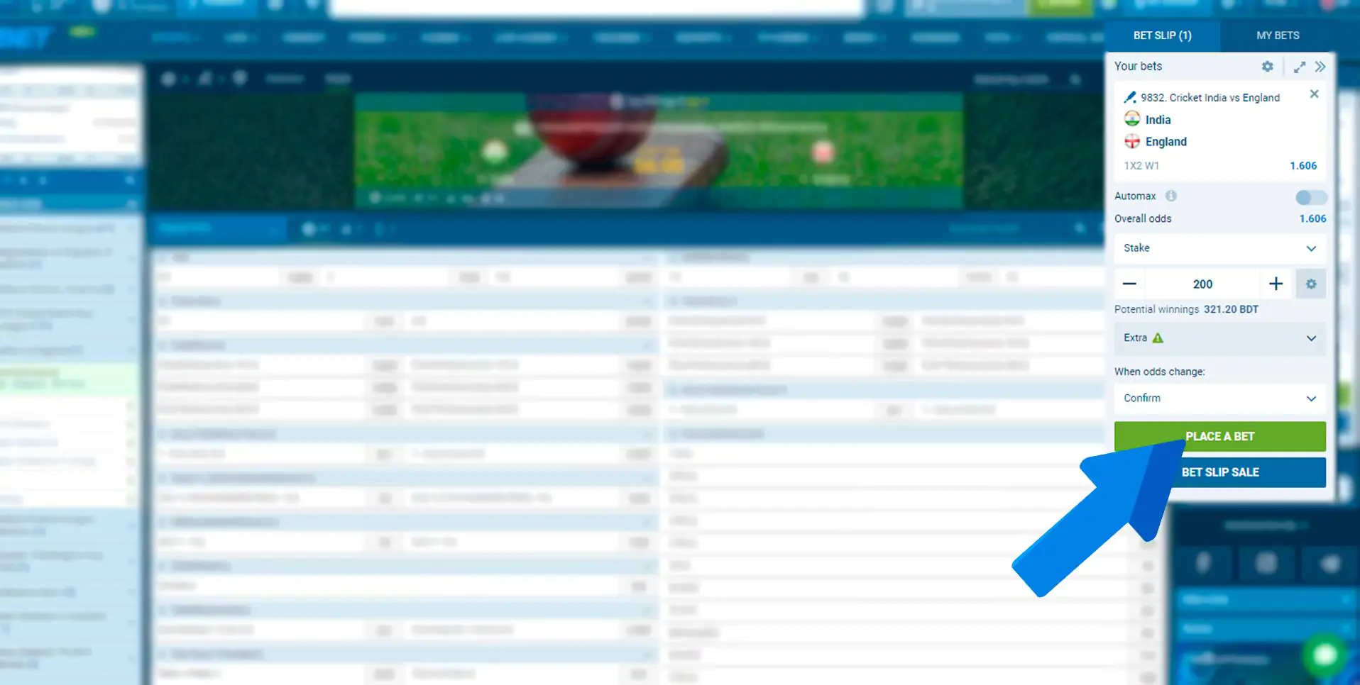 Bet the specified amount on a team or player