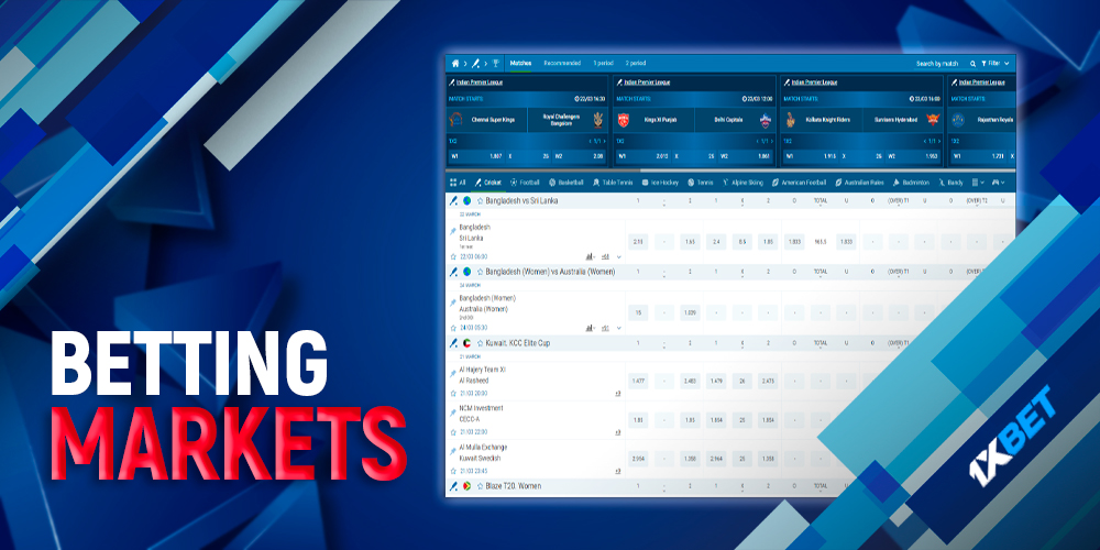 IPL sporting events betting markets
